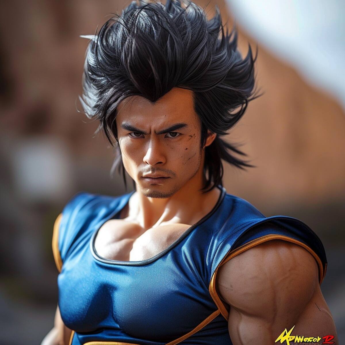 La IA de Midjourney recrea a Vegeta con una fuerza imponente.