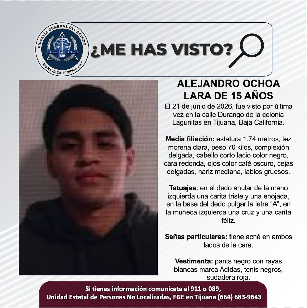 Fue visto por última vez el 21 de junio de 2026.