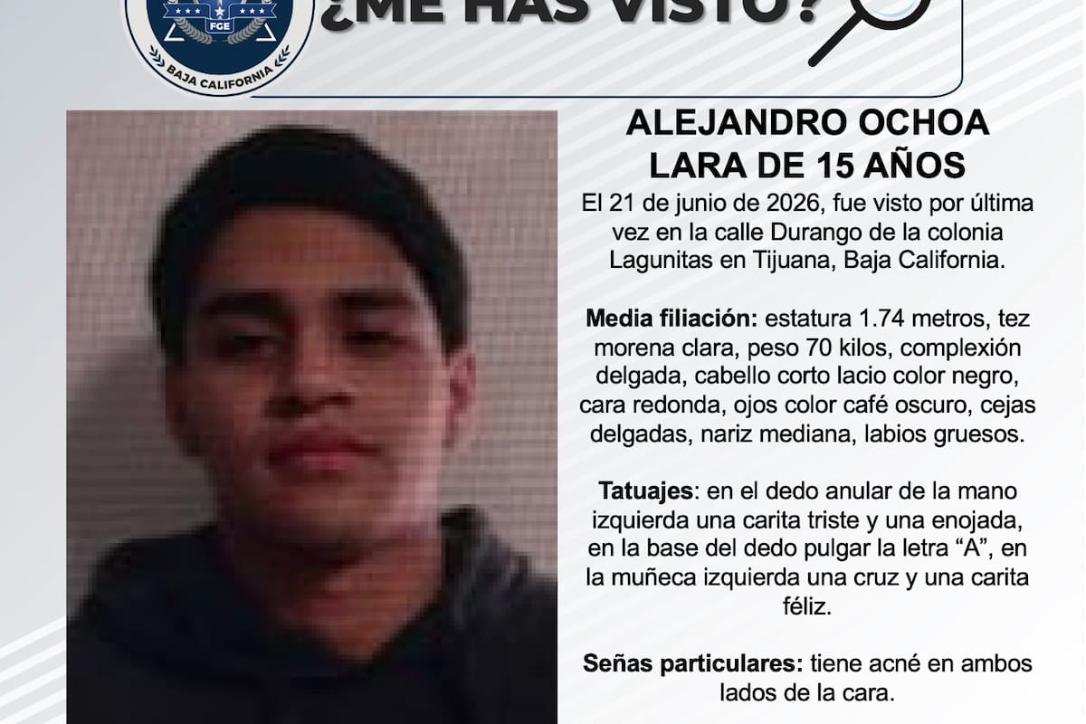 Se busca Alejandro Ochoa Lara de 15 años