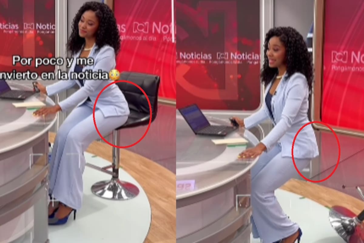 “Nos dio rostro, pierna, actitud”: presentadora se queda sin silla en vivo y se vuelve viral por cómo lo resuelve