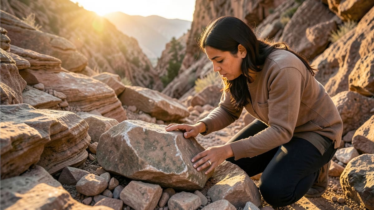 Un adolescente recogió en 1958 una roca con una huella extraña en una cantera de Brisbane sin saber que era un fósil clave|Foto: Canva IA