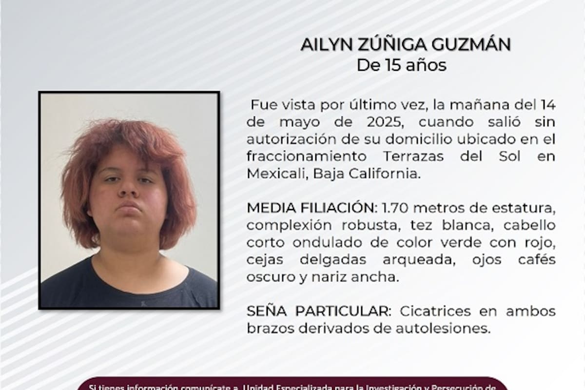 Familiares buscan a Ailyn Zúñiga Guzmán