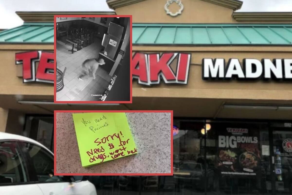 “Lo siento necesito dinero para drogas”: Ladrón deja increíble nota de disculpa tras robar restaurante