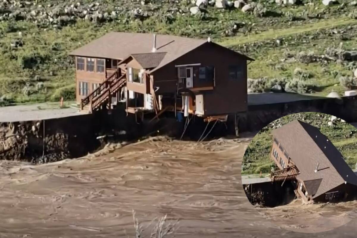 VIDEO: Impactante momento de cuando río se lleva una casa completa en Yellowstone