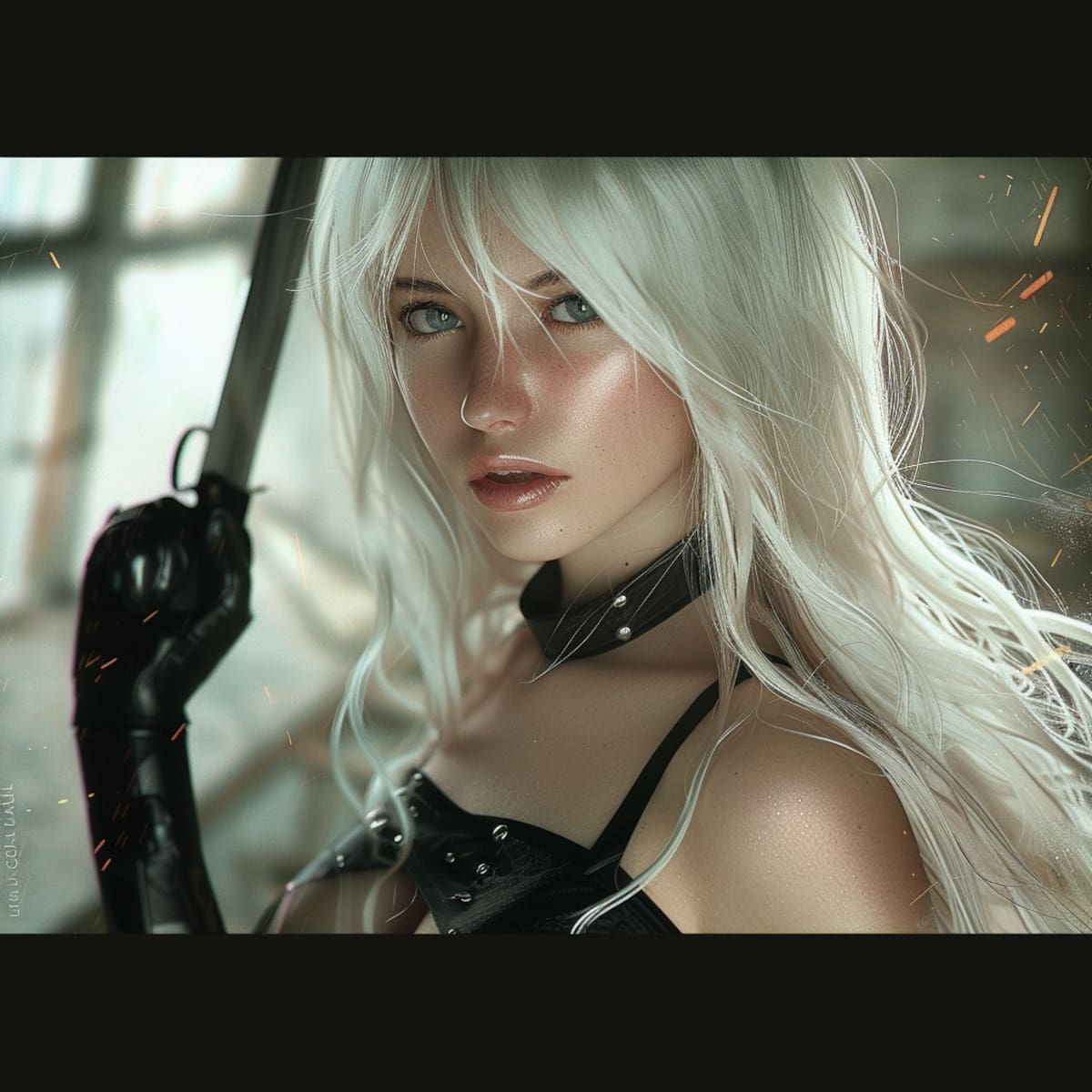 La Androide 2A de Nier: Autómata, el aclamado videojuego de acción y rol, se vuelve más realista con la Inteligencia Artificial de Midjourney.