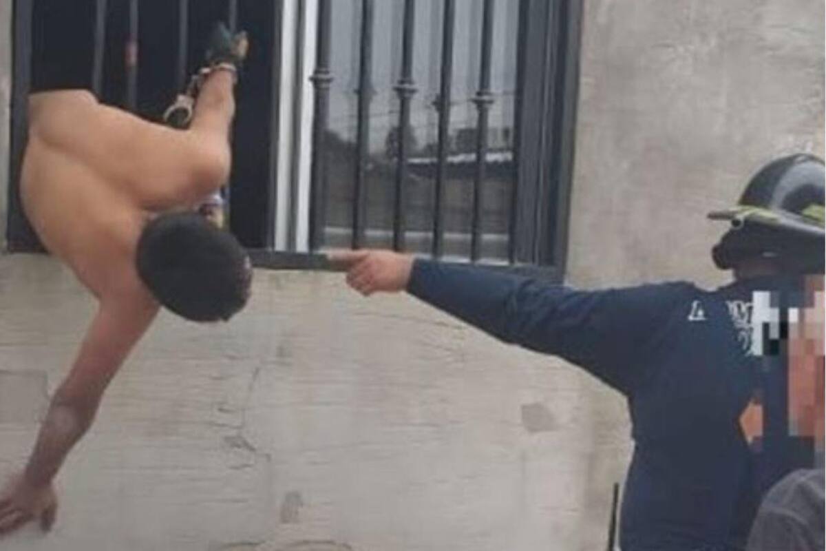 Presunto ladrón es hallado atorado en ventana de Iglesia por policías