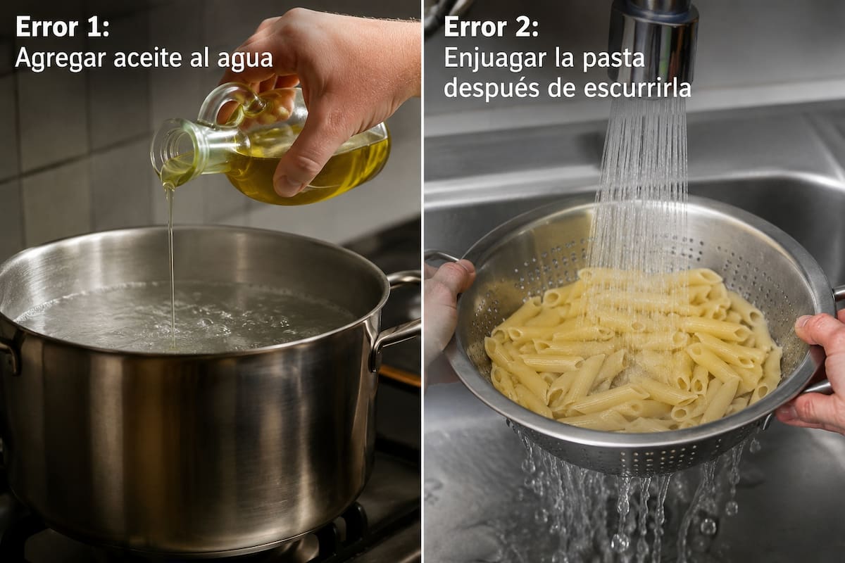 Errores al cocinar la pasta. | Crédito: ChatGPT