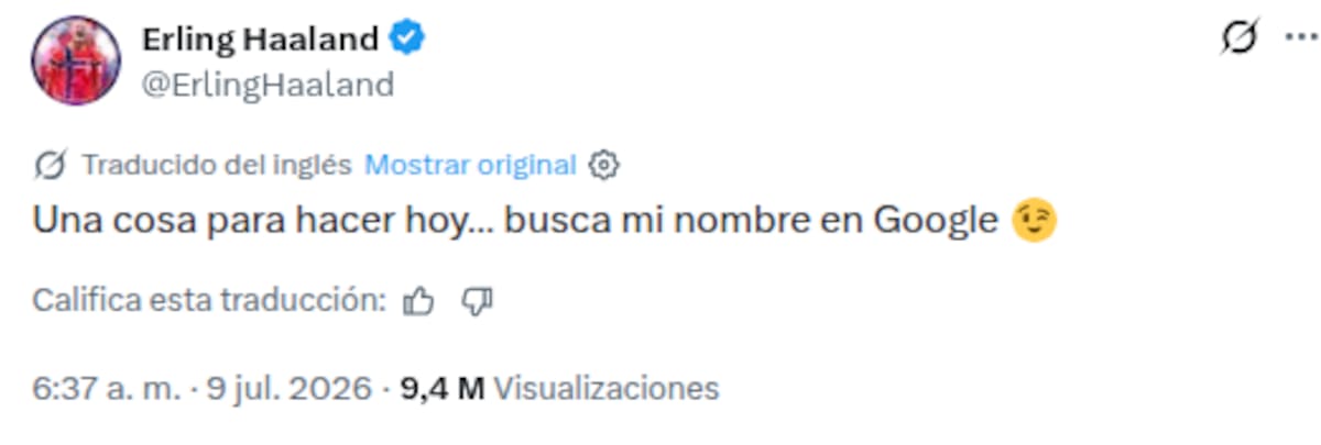 Haaland invita a buscar su nombre en Google. | Captura de pantalla en X