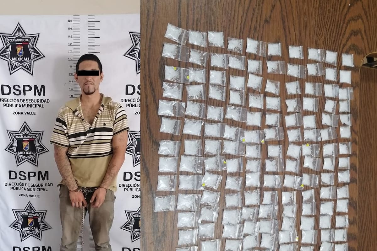 Incautan 145 dosis de metanfetamina en el valle de Mexicali