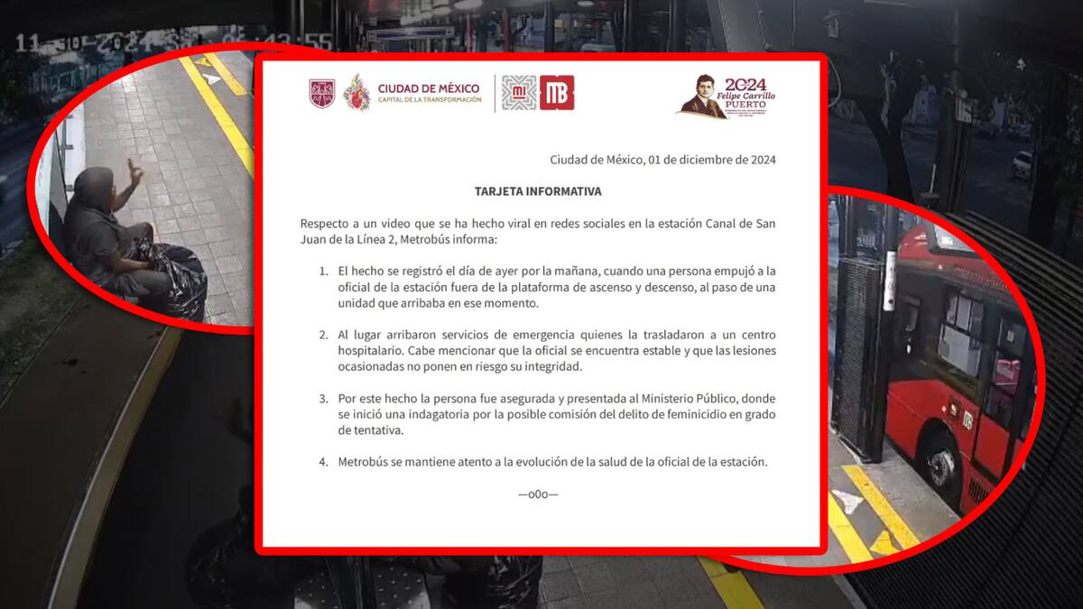 VIDEO: Indigente avienta a policía a vía del Metrobus; es detenido por tentativa de feminicidio (IMÁGENES SENSIBLES)
