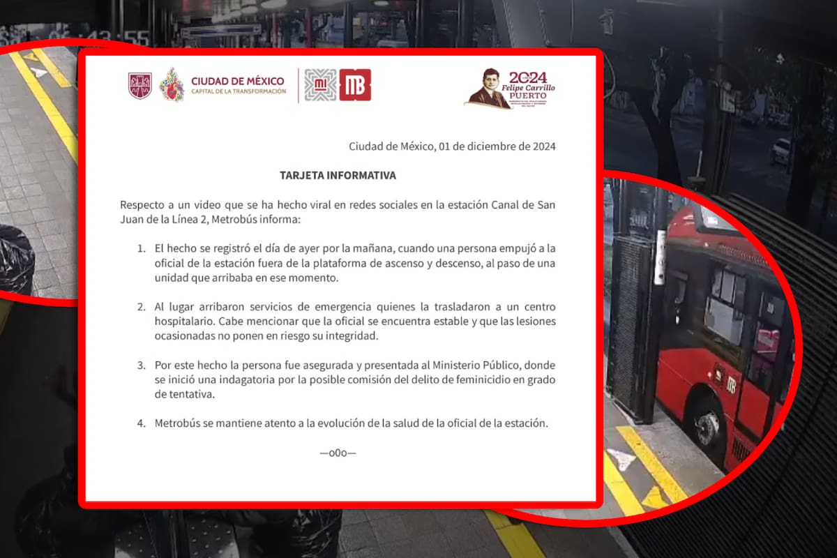 VIDEO: Indigente avienta a policía a vía del Metrobus; es detenido por tentativa de feminicidio (IMÁGENES SENSIBLES)