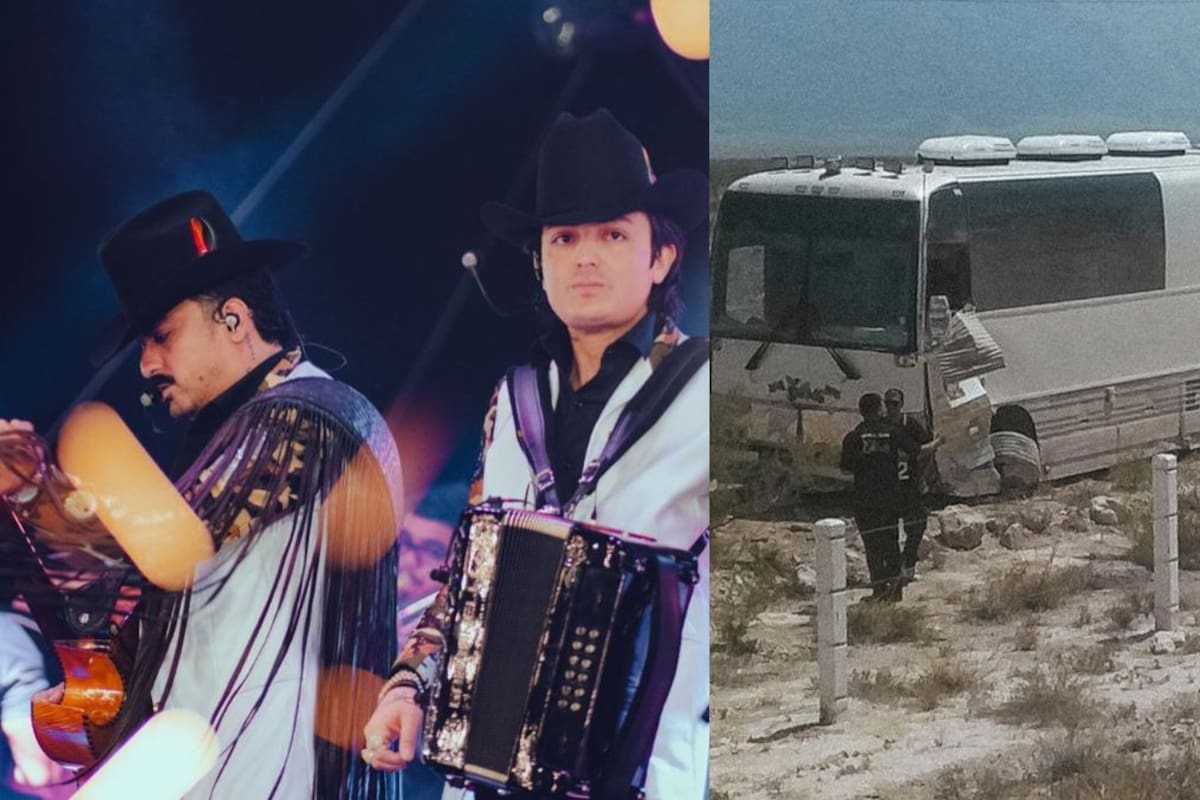‘Los Dos Carnales’ sufren accidente en carretera, su autobús se salió del camino