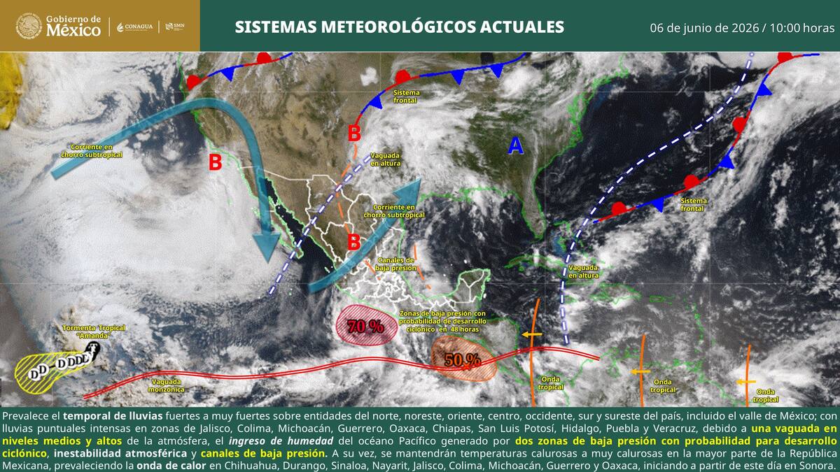 La última actualización del SMN indicó el inicio del temporal de lluvias. | Crédito: SMN/Conagua
