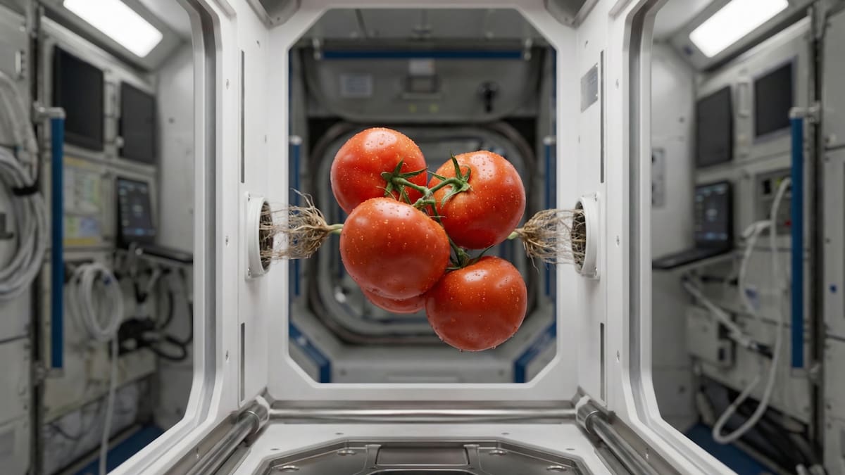 Tomates cultivados en microgravedad dentro de la estación espacial Tiangong. (Gemini)