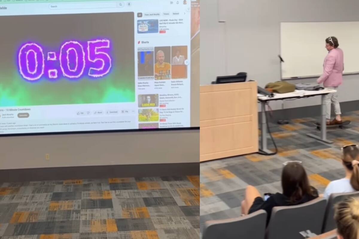 Profesor llega en patineta en el último segundo y arruina la escapada de sus alumnos