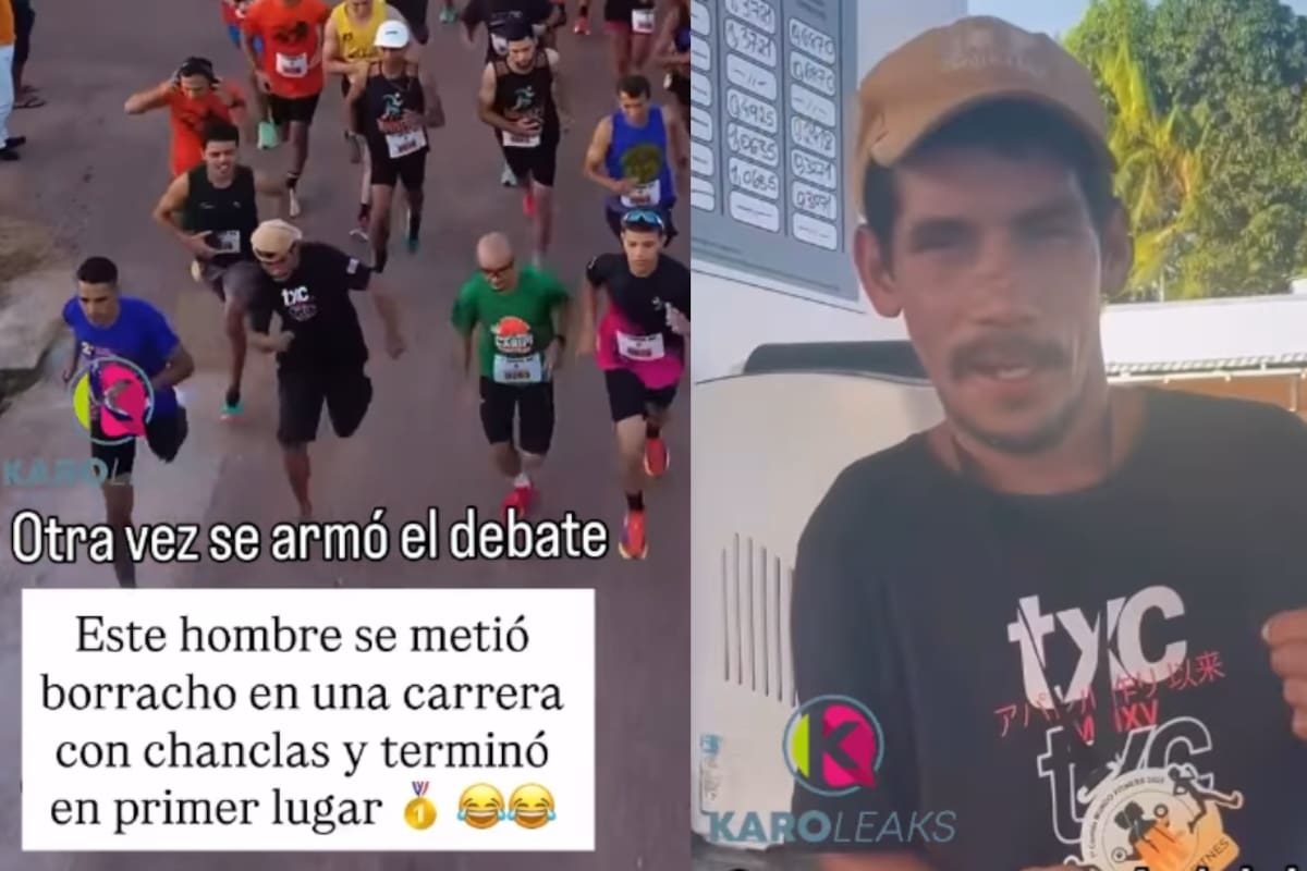 ¡Hazaña alcohólica! Hombre entra borracho a carrera y gana... calzado con sandalias