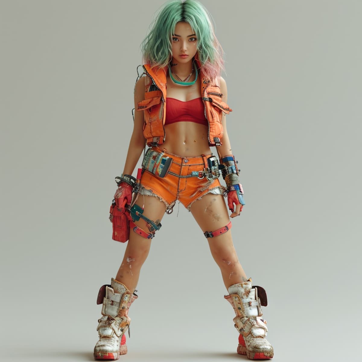 La elección de un atuendo naranja y botas blancas moderniza la imagen de Bulma, atrayendo la atención de los fanáticos de la serie.