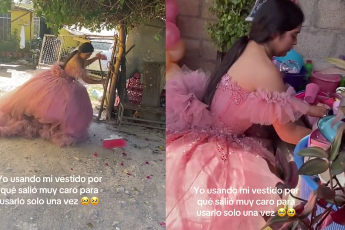 “Costó mucho dinero para usarlo una sola vez”: joven se vuelve viral en TikTok por seguir usando su vestido de XV años