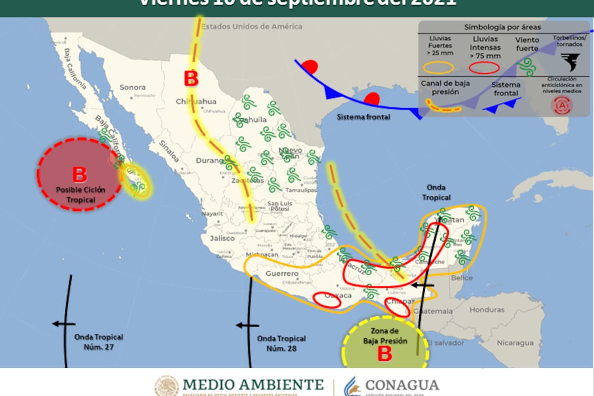 Clima: Se forma la Depresión Tropical 15-E frente a las costas de Colima y Jalisco