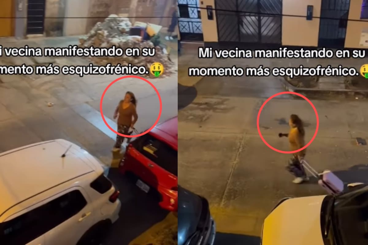 Mujer es captada por su vecino haciendo la dinámica de salir con una maleta en Año Nuevo y redes se ponen creativas