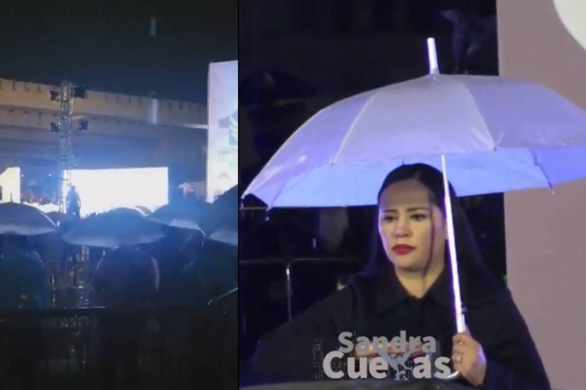 VIDEOS: Intensas lluvias arruinan el primer informe de Sandra Cuevas en CDMX