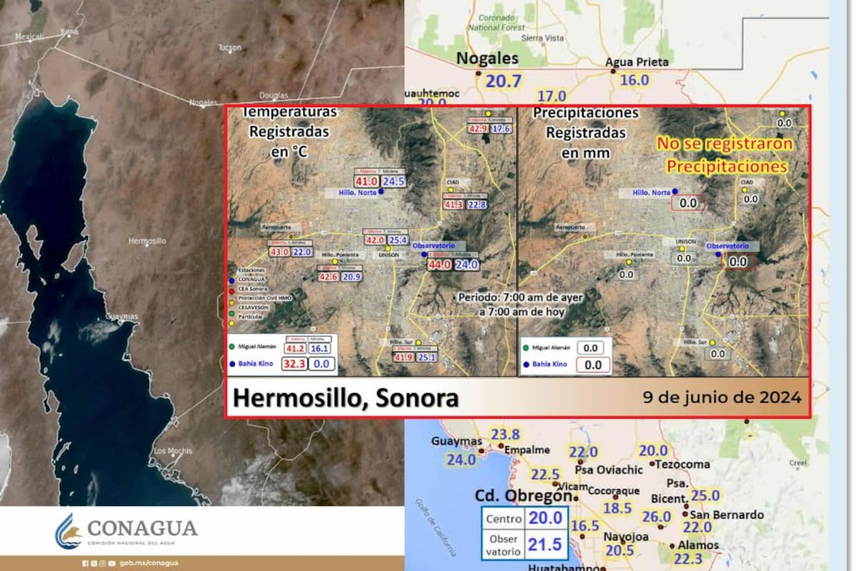 Conagua alerta por ola de calor en Sonora: pronostican temperaturas superiores a los 40°C y sensación térmica de hasta 44°C
