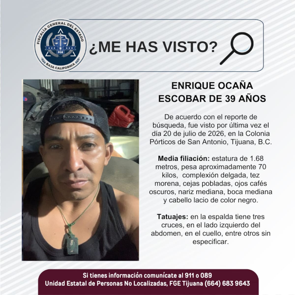 Fue visto por última vez 20 de julio de 2026.