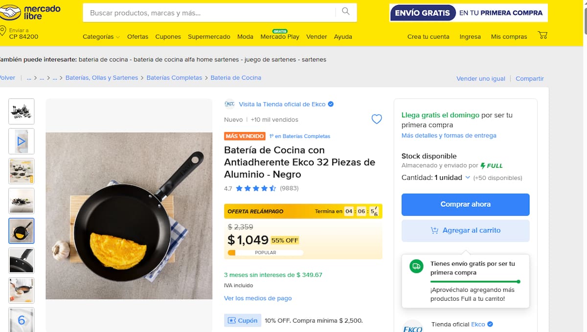 Algunos de los comentarios destacan que los sartenes son fáciles de limpiar y no se pega la comida. | Foto: Mercado Libre