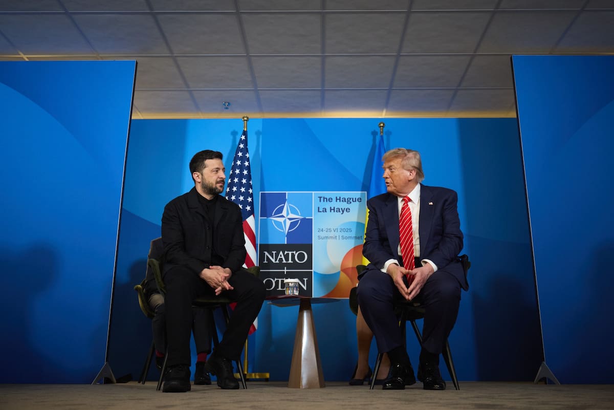 El presidente ucraniano, Volodímir Zelenski, se reunió con el presidente de EEUU, Donald Trump, en la Cumbre de la OTAN, el 25 de junio del 2025. Crédito: X @ZelenskyyUa