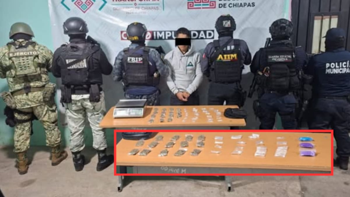 Cateos simultáneos en Chiapas: cinco detenidos y decomiso de marihuana, cristal y cocaína en operativos interinstitucionales