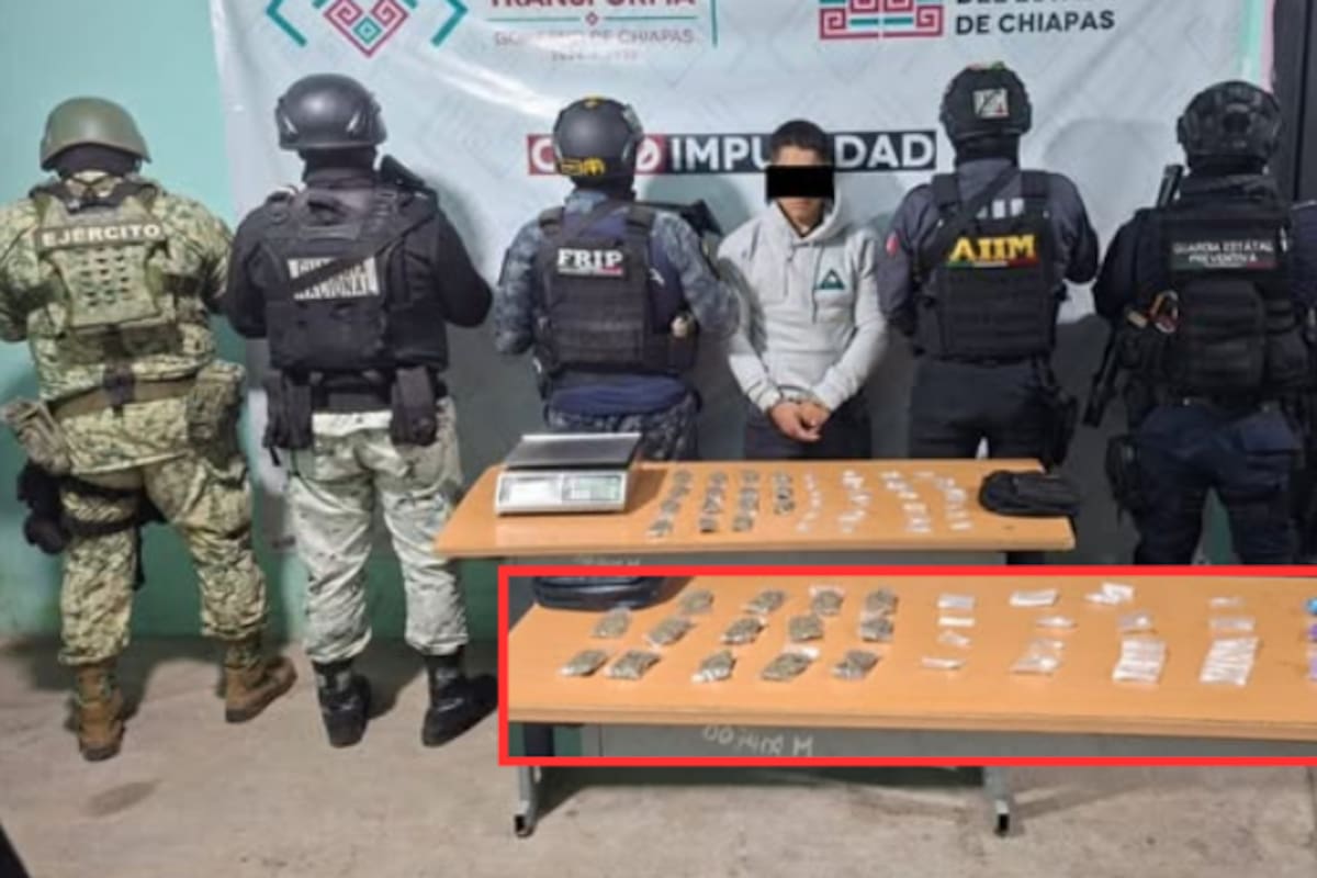 Cateos simultáneos en Chiapas: cinco detenidos y decomiso de marihuana, cristal y cocaína en operativos interinstitucionales