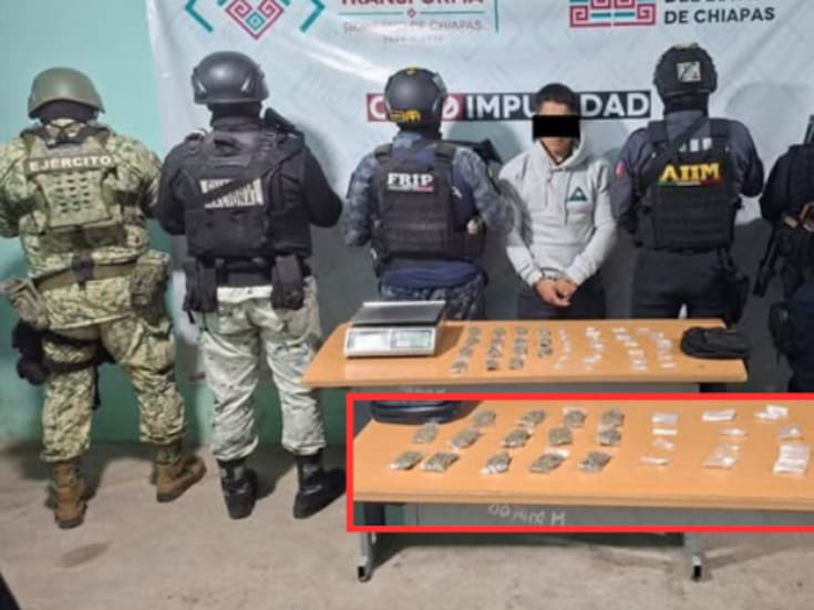 Cateos simultáneos en Chiapas: cinco detenidos y decomiso de marihuana, cristal y cocaína en operativos interinstitucionales