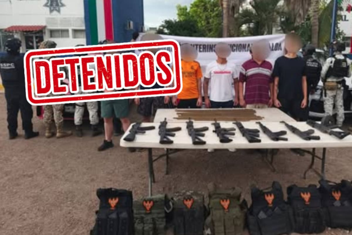 Enfrentamiento deja 8 detenidos, 2 heridos y arsenal asegurado en Sinaloa