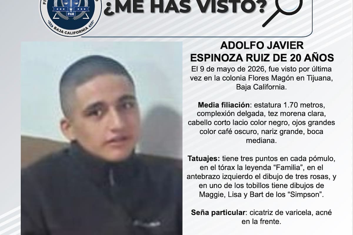 Se busca a Adolfo Javier Espinoza Ruiz de 20 años