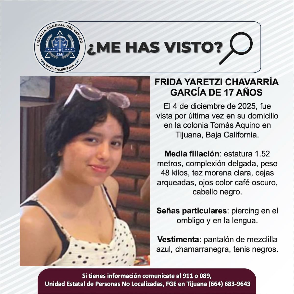 Fue visto por última vez el 4 de diciembre de 2025.