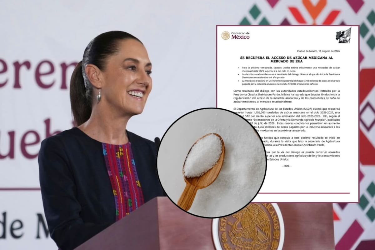 Sheinbaum celebra acuerdo con Estados Unidos para aumentar 512% la compra de azúcar mexicana y beneficiar a 170 mil cañeros
