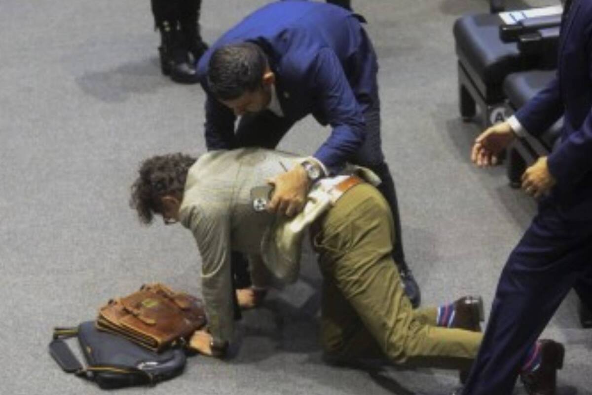 Gabriel Quadri sufre caída en el Senado; desata comentarios y memes
