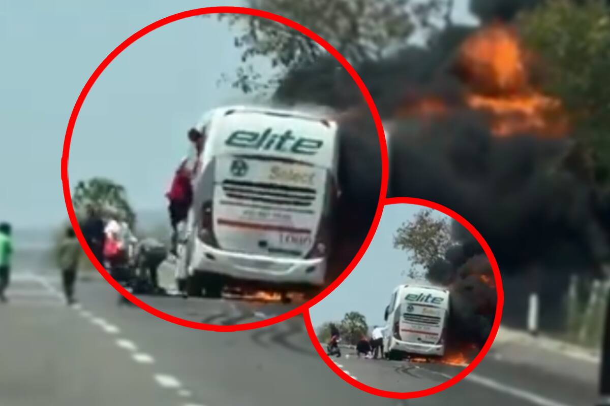 VIDEO: Autobús se incendia en autopista de Sinaloa; Deja tres muertos