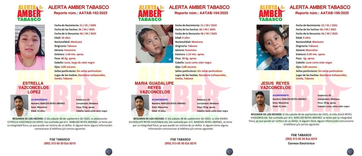 Alertas Amber de seis menores presuntamente sustraídos por un presunto multihomicida / Especial