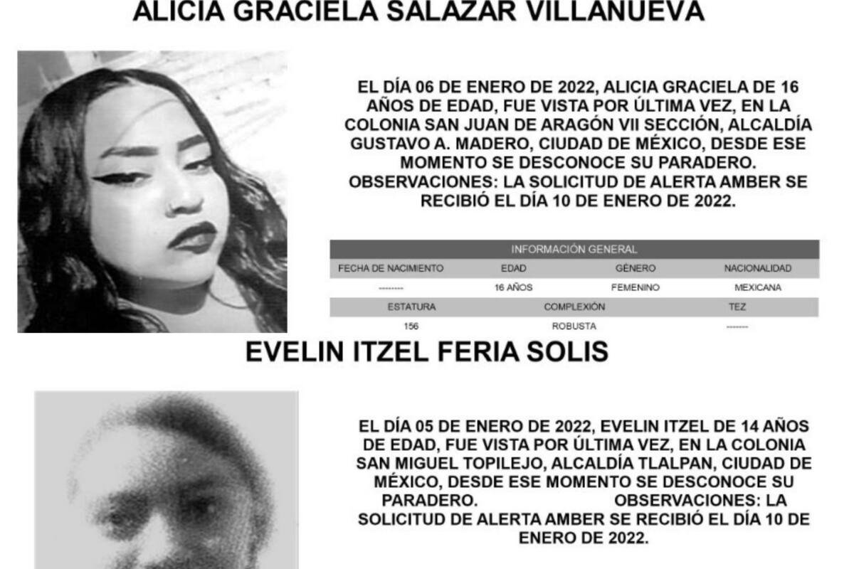 Alerta Amber CDMX: Buscan a dos adolescentes desaparecidas en la capital