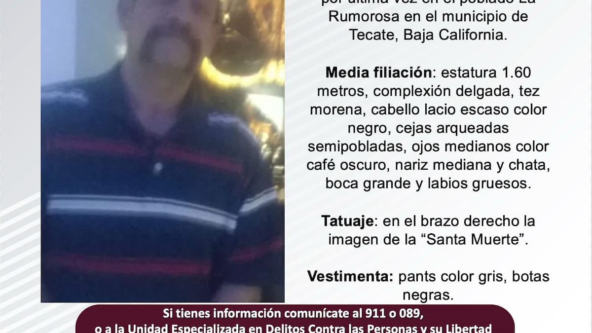 Se busca a Feliciano Verduzco Ávila, de 52 años de edad