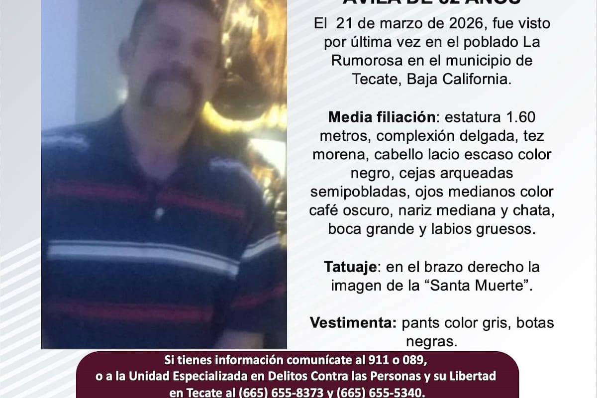 Se busca a Feliciano Verduzco Ávila, de 52 años de edad