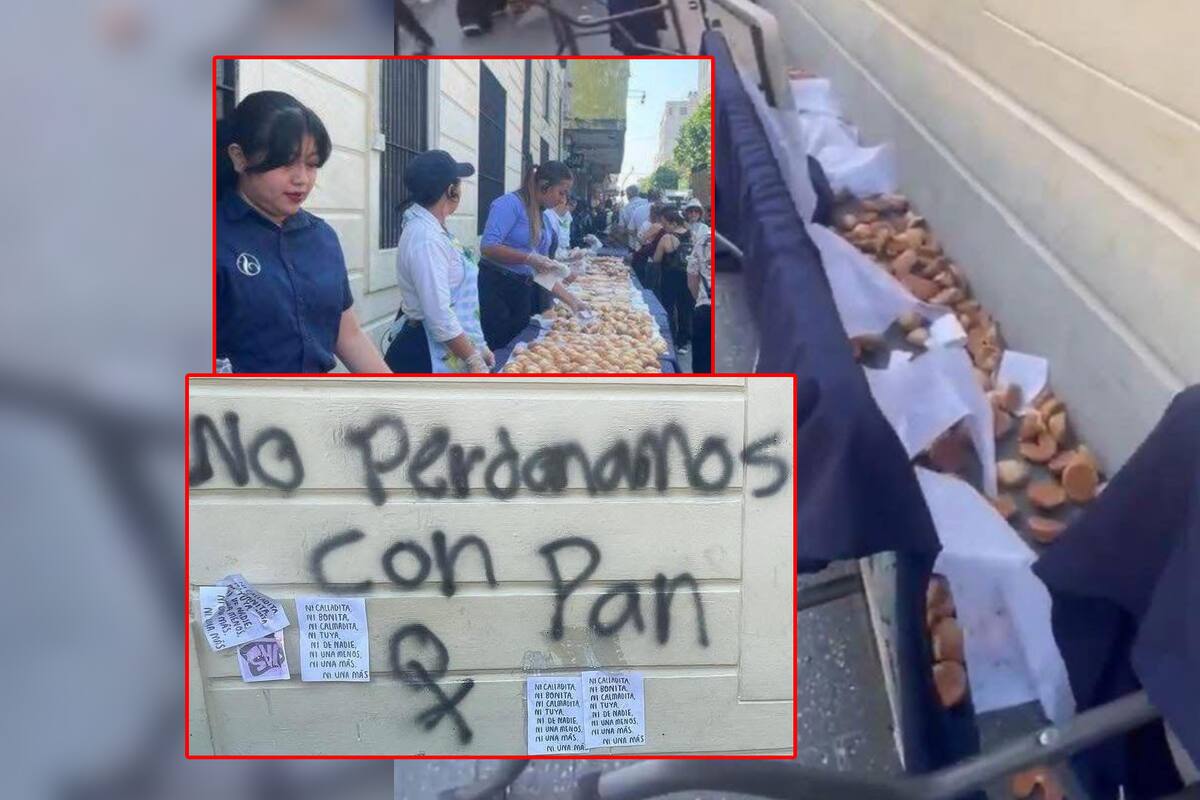 Ofrecen pan a mujeres en marcha del 8M y acaba en el suelo; explican por qué lo rechazaron