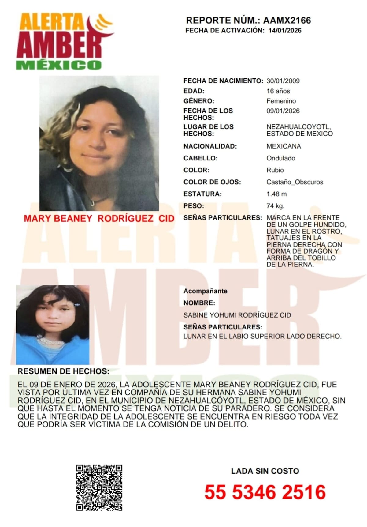 Mary Beaney Rodríguez Cid y Sabine Yohumi Rodríguez Cid fueron vistas por última vez el 9 de enero en el municipio de Nezahualcóyotl, Estado de México. Foto: Cortesía