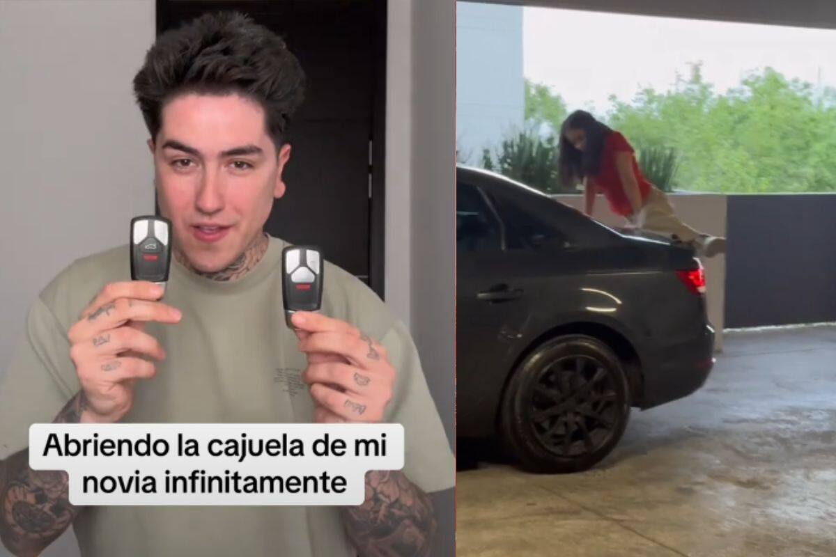 Influencer le hace una broma a su novia;  y le abre la cajuela del carro