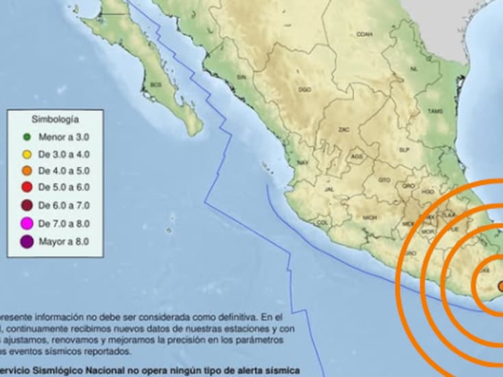 Sismo sacude zona cercana a Tehuantepec, Oaxaca
