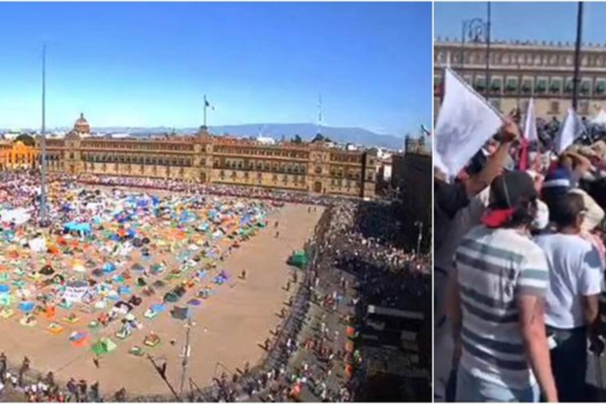 Miles de simpatizantes de AMLO llegan al Zócalo tras "La Marcha del millón"