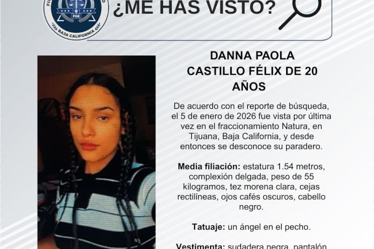 Se busca a Danna Paola Castillo Félix de 20 años