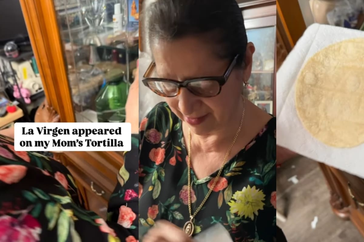 Señora tiene guardada en su vitrina una tortilla en la que asegura estar plasmada la imagen de la Virgen de Guadalupe