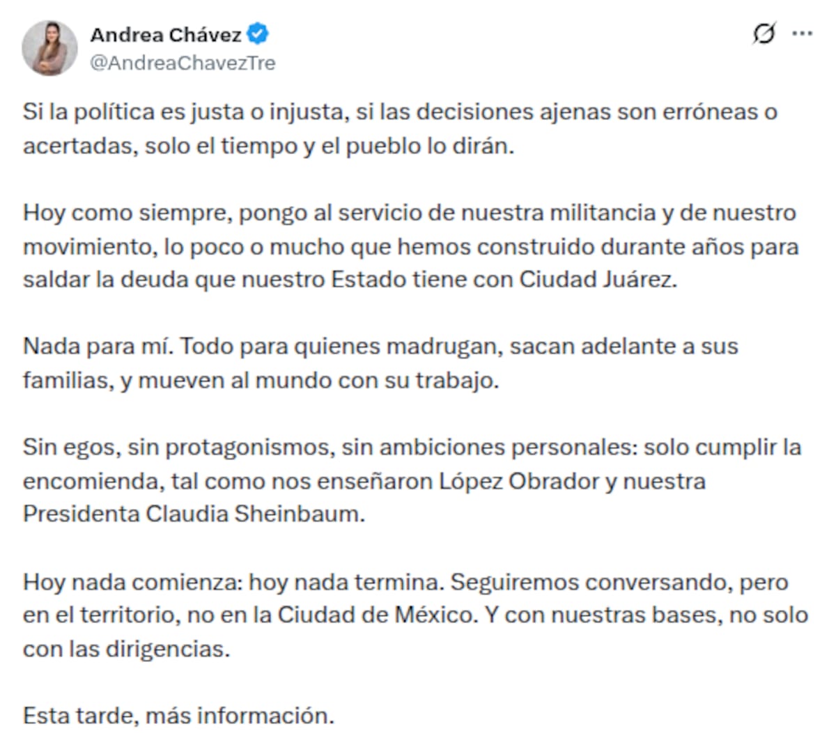 Crédito: X @AndreaChavezTre